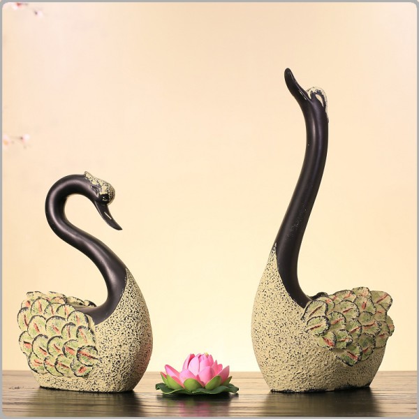 Creative gift pair art black swan living room stud...